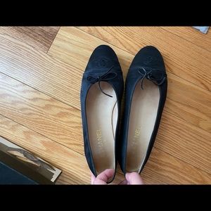 Chanel Black Satin Flats
